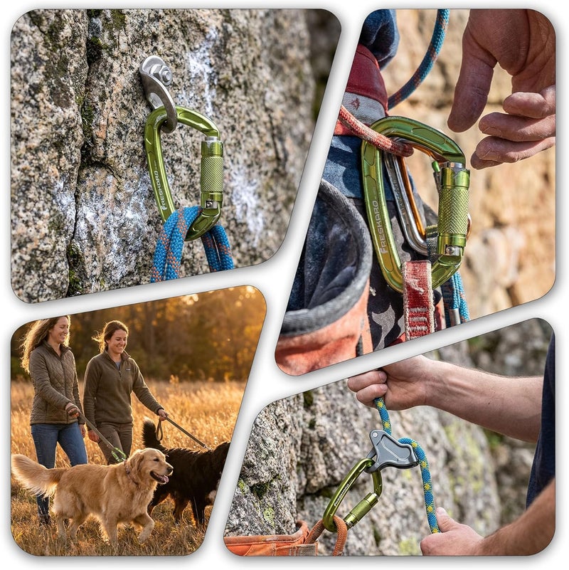 FresKaro 4inches 25kN-5621lbs Climbing Carabiners, UIAA CE Certified, Twist Auto Locking, Made of 7075 Aluminium, Lightweight, Rust Proof, for Mountaineering, Rappelling etc., Multi-Colors - Image 4
